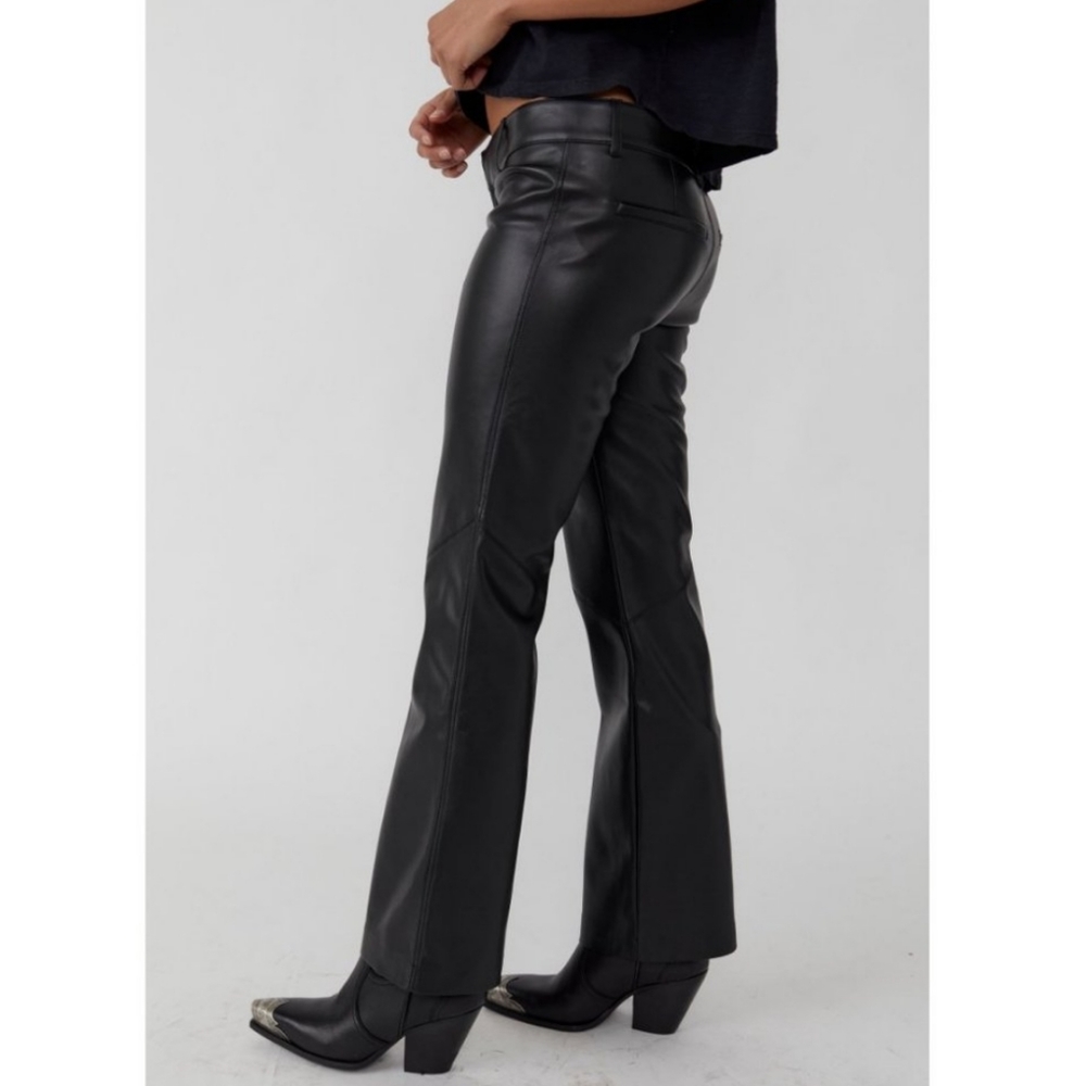 Free People Love Language Low-Rise Slim Flare Pants in Black- 10 NWT